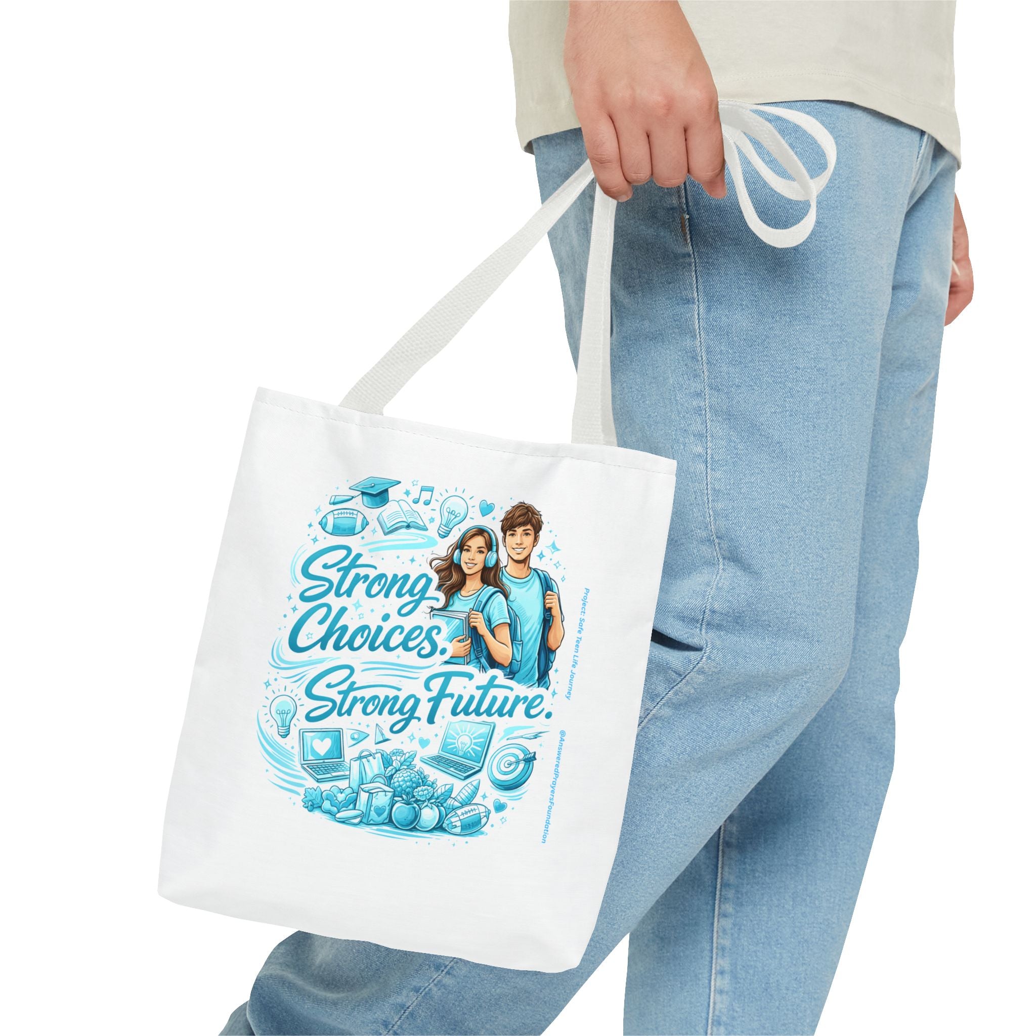Strong Choices Strong Futures Tote Bag | Educational Teens Illustration