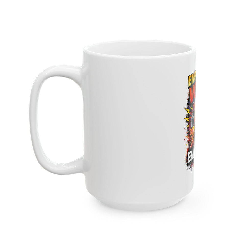 Empowered Voices End Abuse Coffee Mug | Advocacy Statement Ceramic Mug
