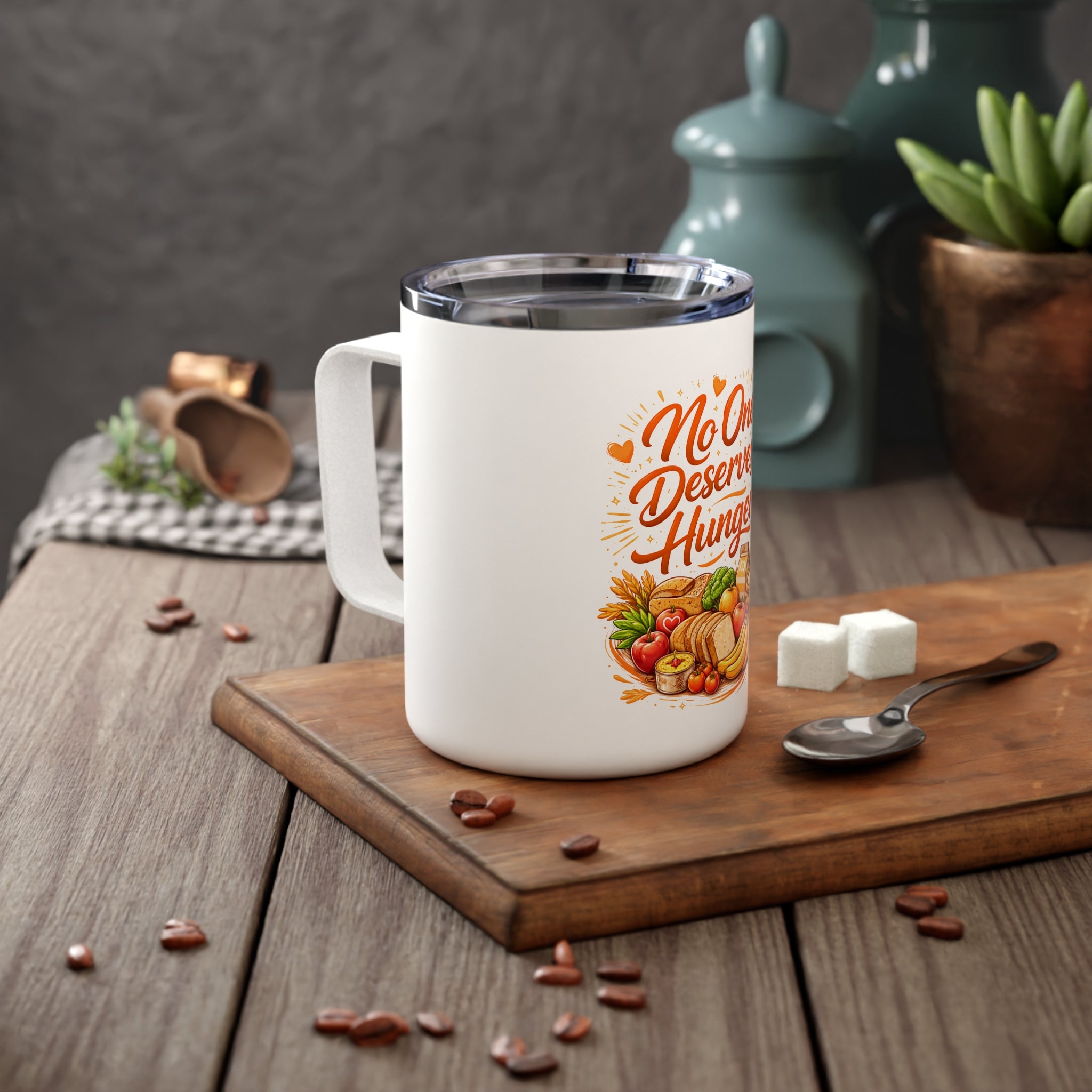 No One Deserves Hunger Insulated Mug | 10oz Travel Tumbler