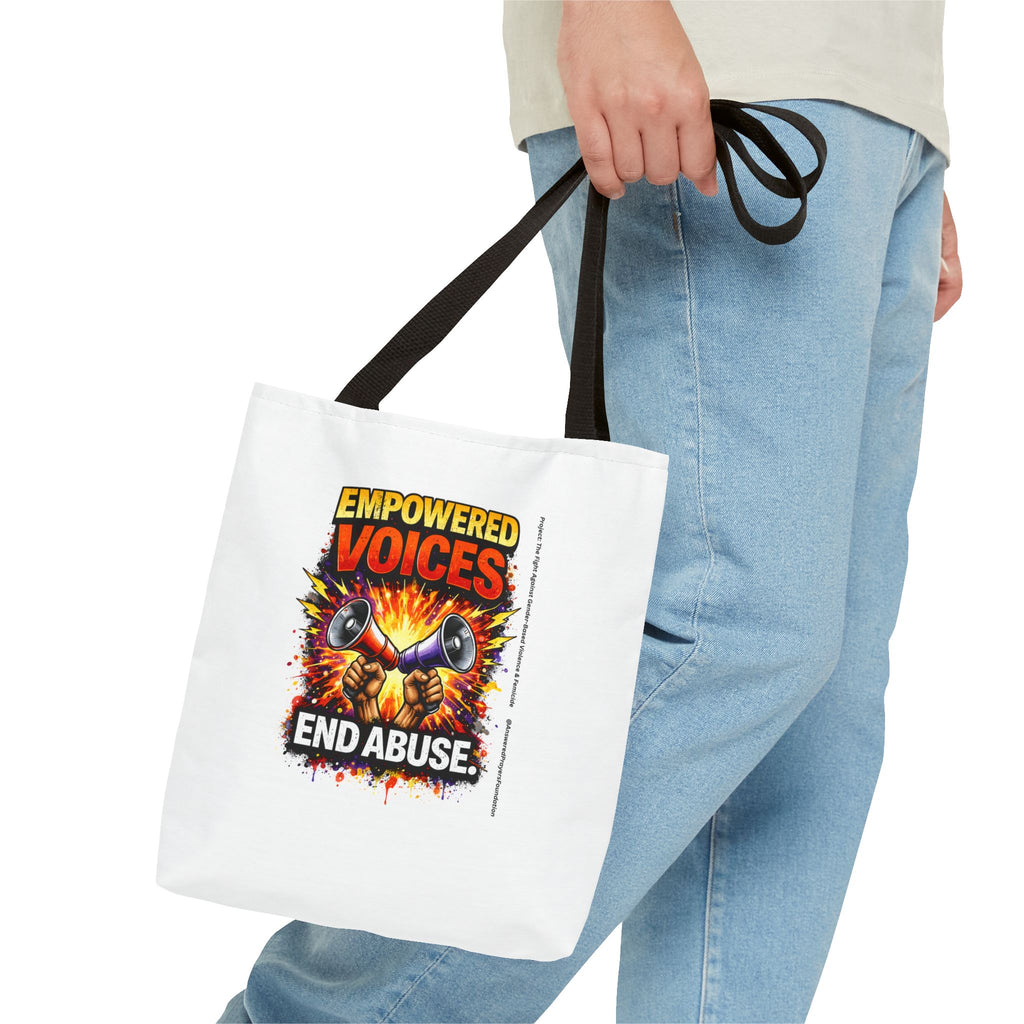 Empowered Voices End Abuse Tote Bag | Advocacy Graphic Protest